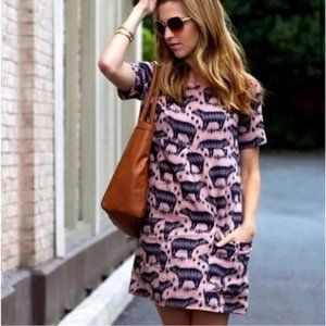 Anthropologie Maeve Pink Blue Zola Bear Dress